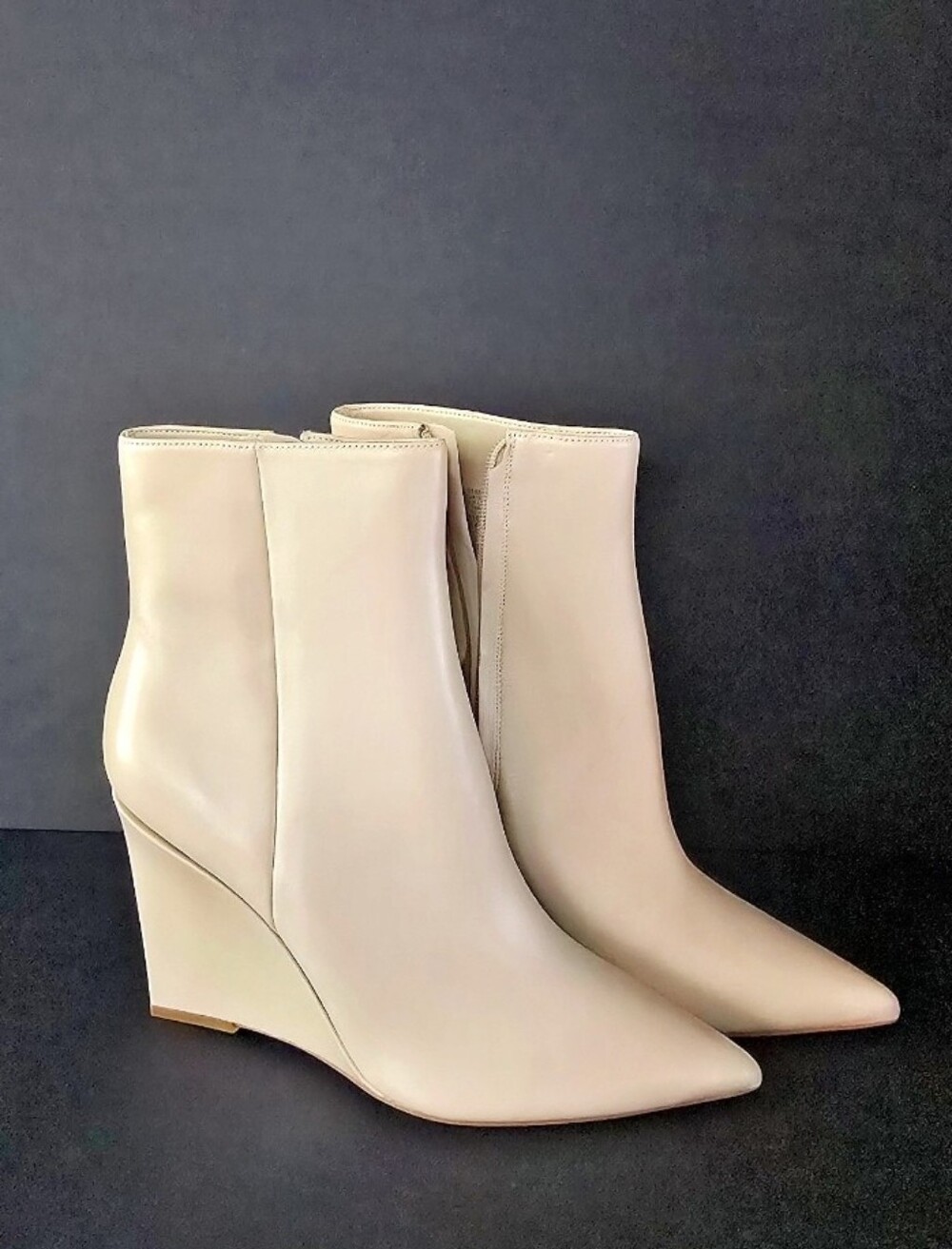 Marc Fisher Dayna Beige Leather Wedge Ankle Boots New Sz 11M